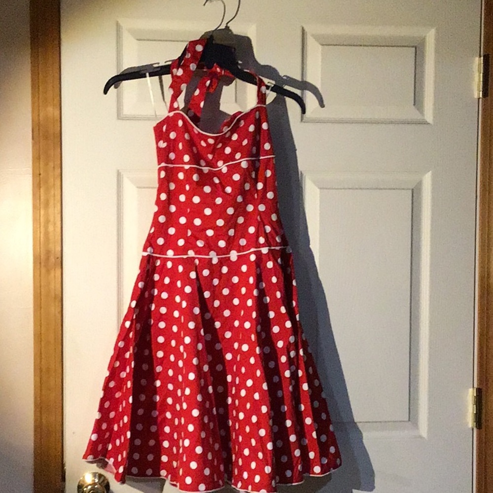 Collectif Miranda Dress in red polka dot